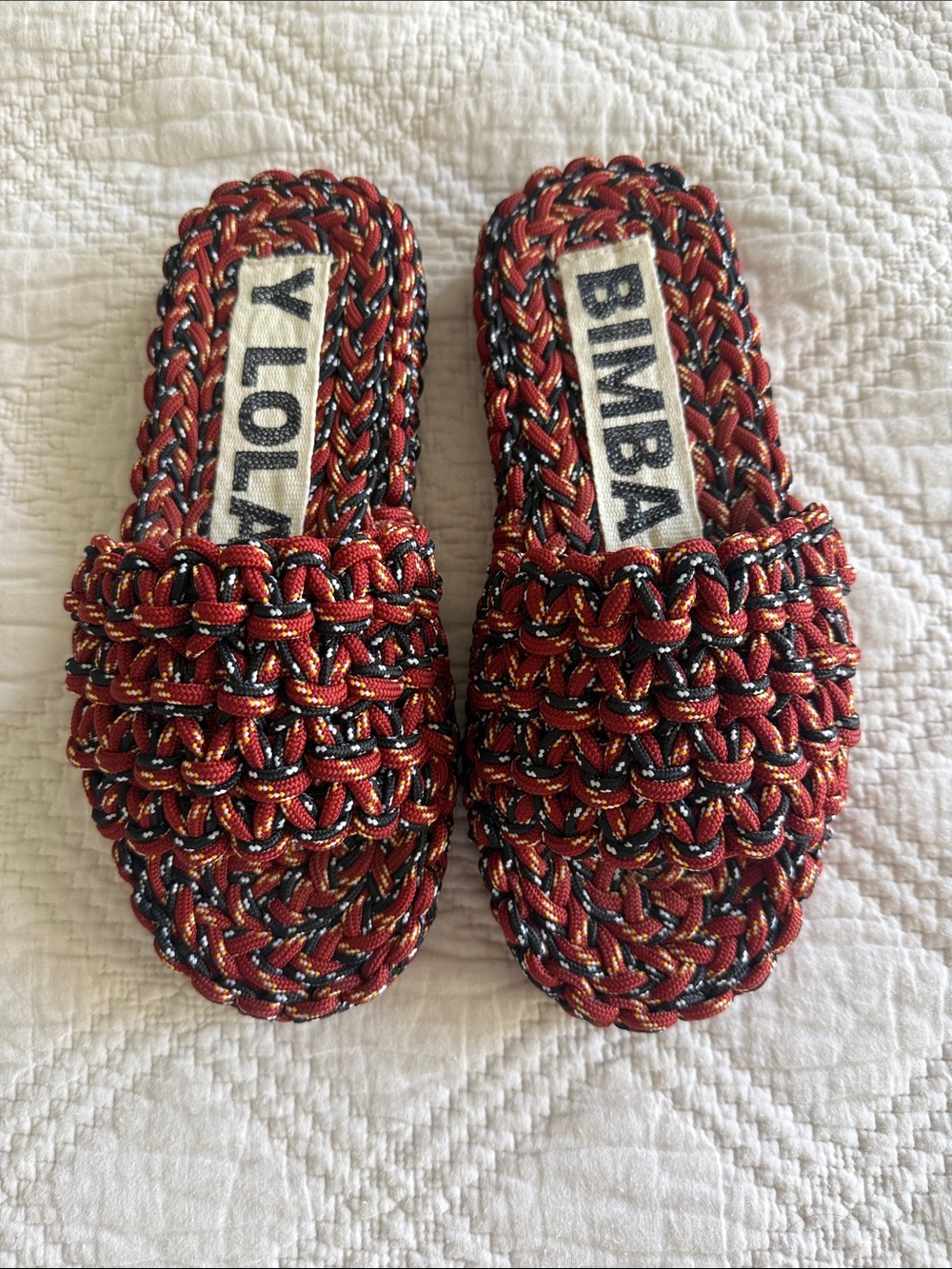 BIMBA Y LOLA Rope Knitted Multicolor Braided Slide Sandals 8US 38EU